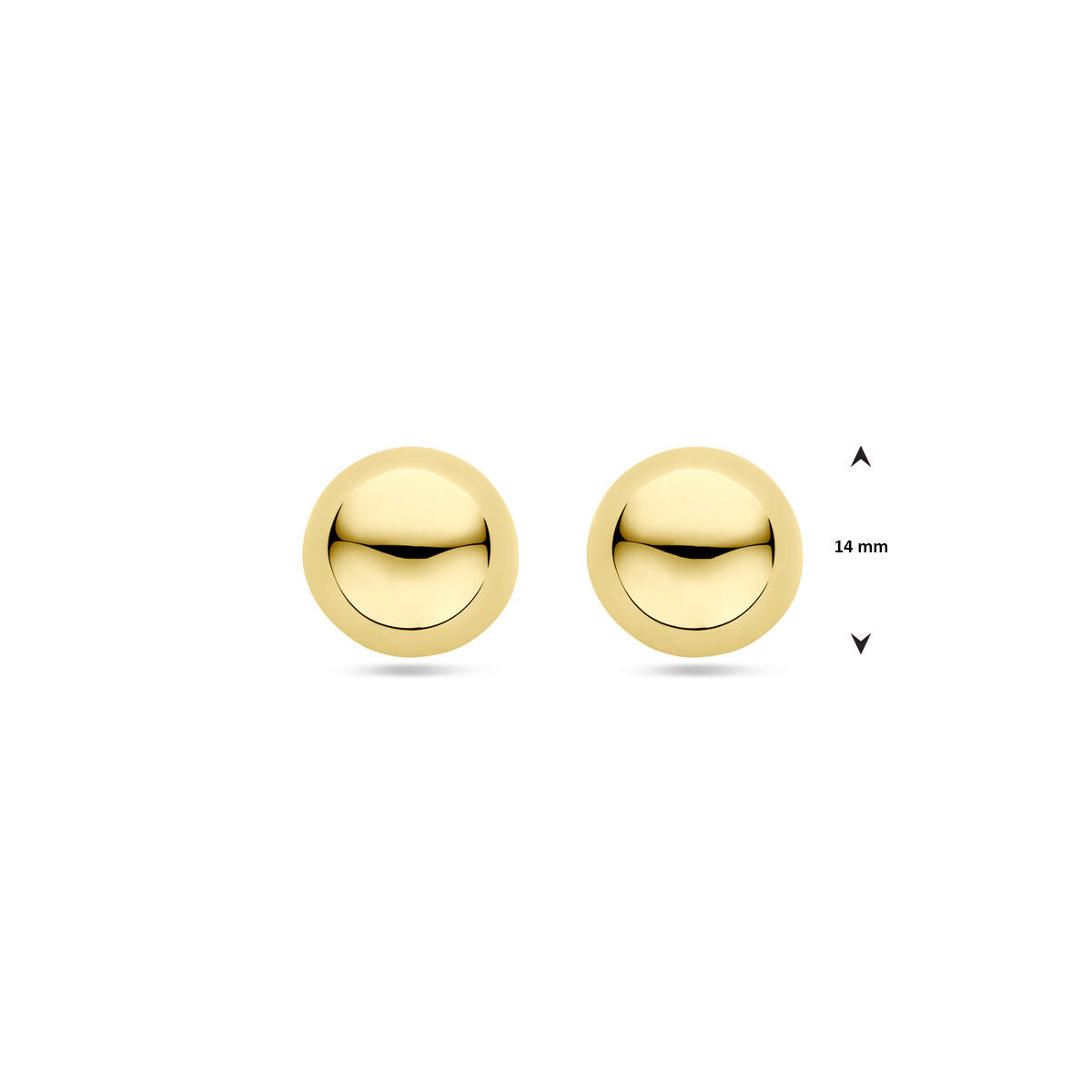 Orecchini a bottone semisfera 14 mm 1 micron argento placcato (giallo)