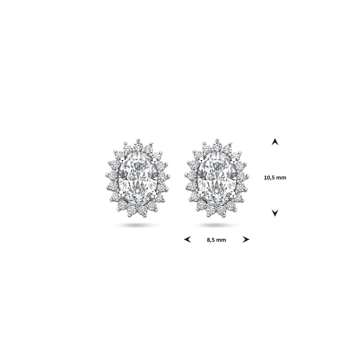 orecchini a perno zircone 10,5 mm argento rodiato