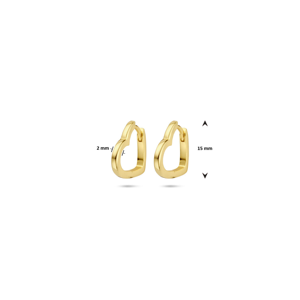 orecchini a cerchio a scatto cuoricini 2 mm placcati oro 1 micron argento (giallo)