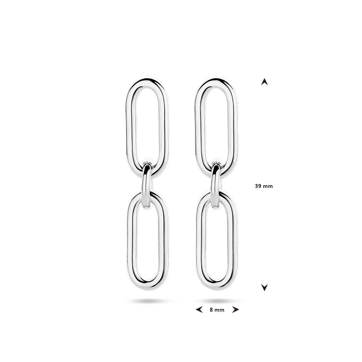 orecchini pendenti paperclip tubo rotondo argento rodiato