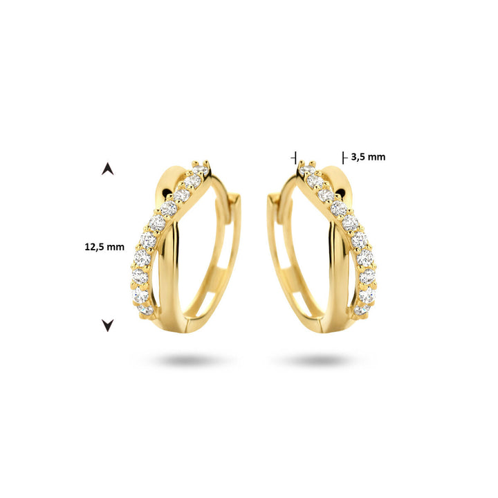 klapoorringen zirkonia 14K geelgoud