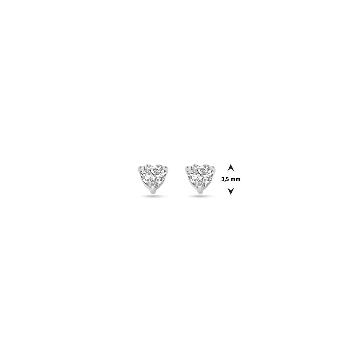 orecchini a bottone cuoricino zirconia 3,5 mm argento rodiato