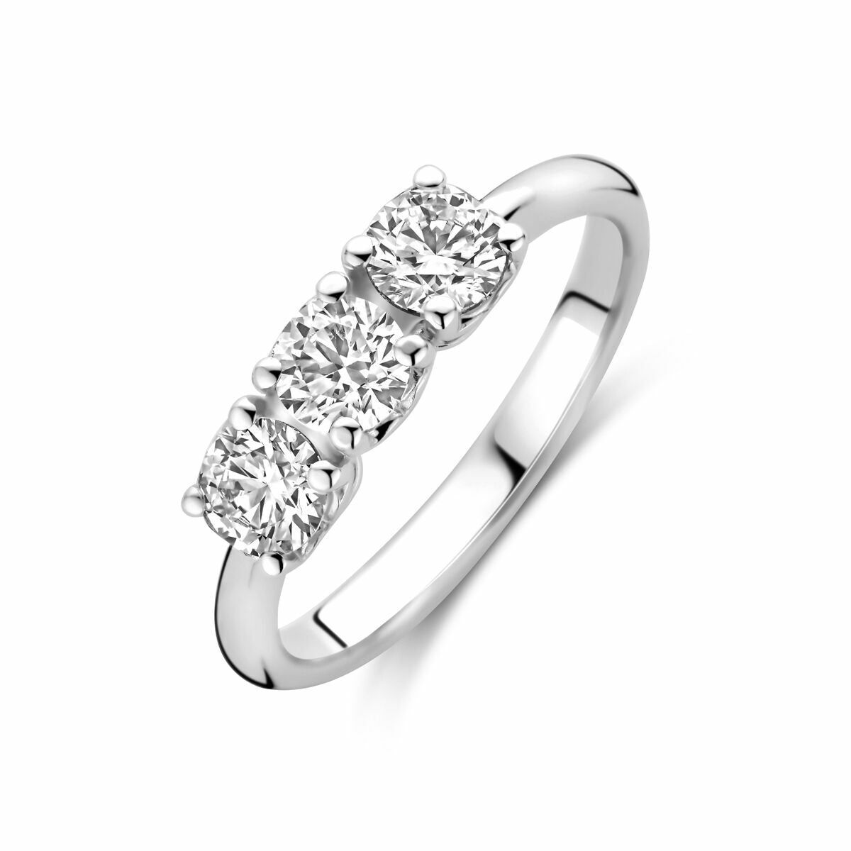 Anello trilogia in oro bianco 14K con diamanti lab grown da 0,90 ct G VS.