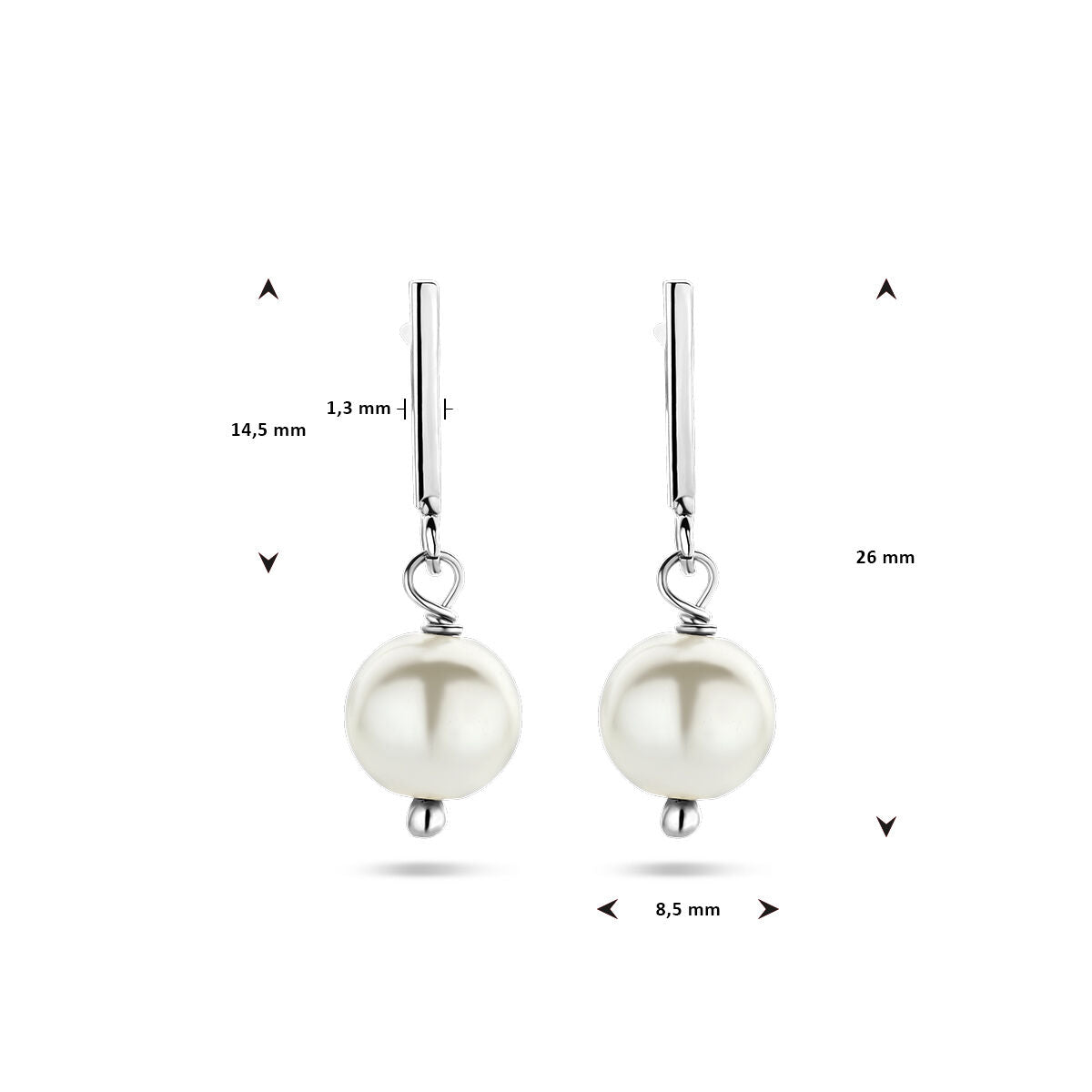 oorhangers parel zilver gerhodineerd