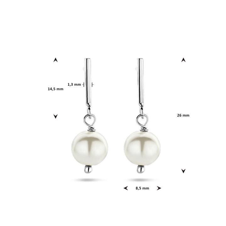 oorhangers parel zilver gerhodineerd