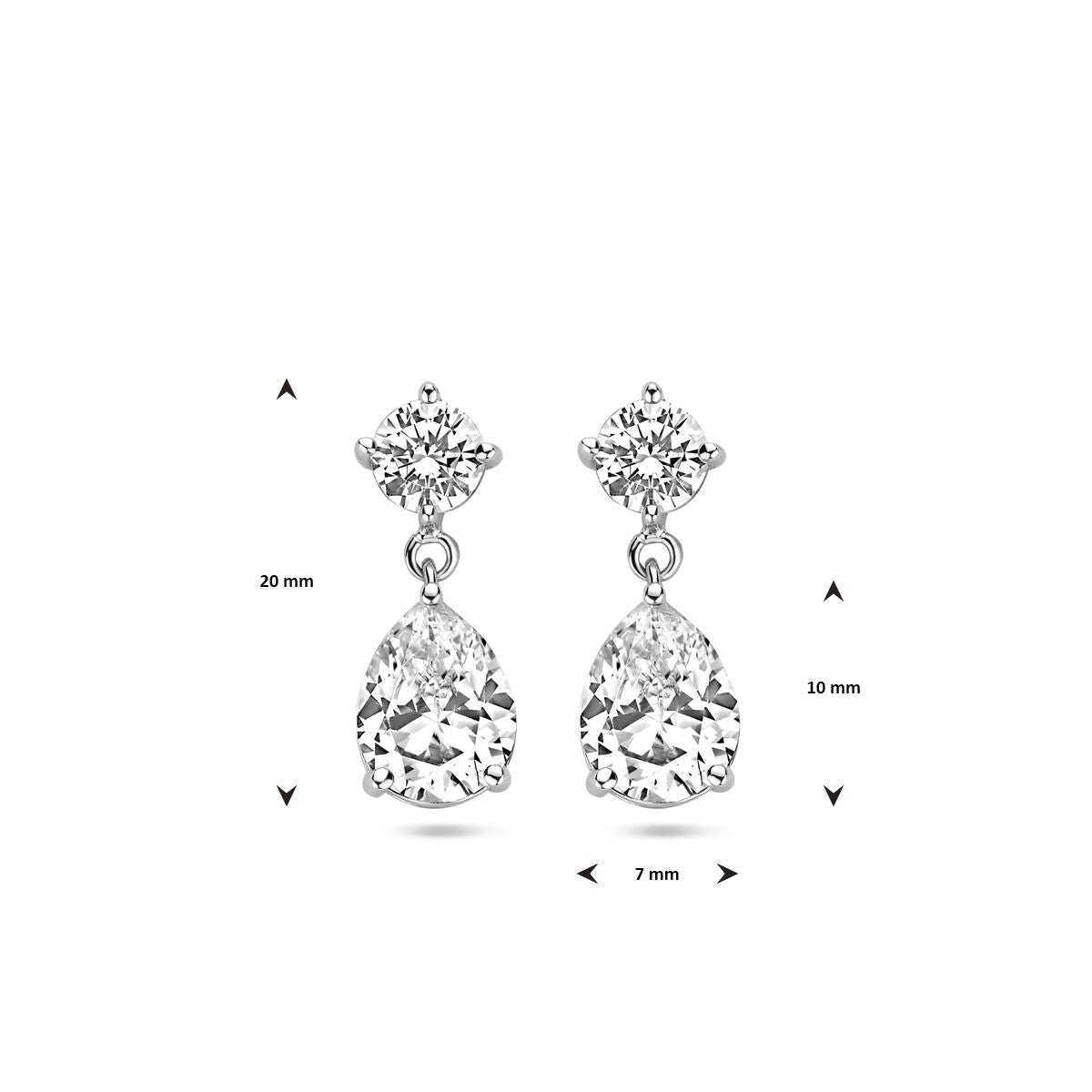 Orecchini pendenti zircone 20 mm argento rodiato