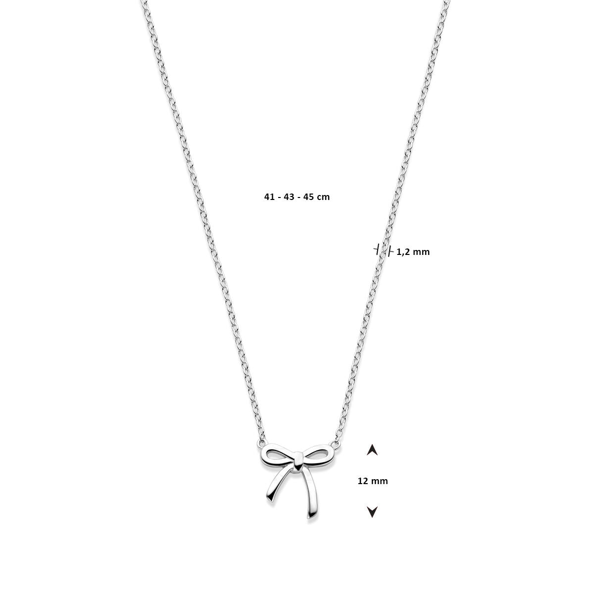 collana fiocco 41 - 43 - 45 cm argento rodiato