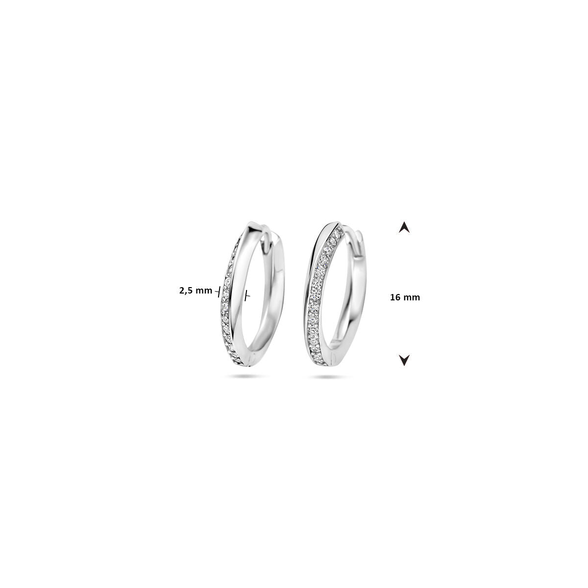 orecchini a cerchio zircone 16 mm argento rodiato