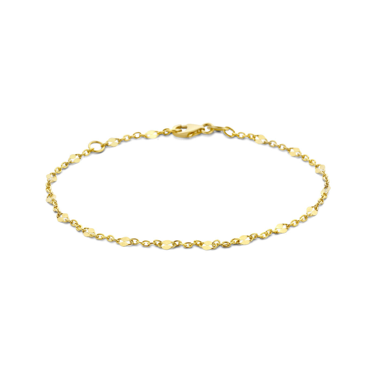 Bracciale in oro giallo 14K con motivo ad ancoraggio e maglie ovali.