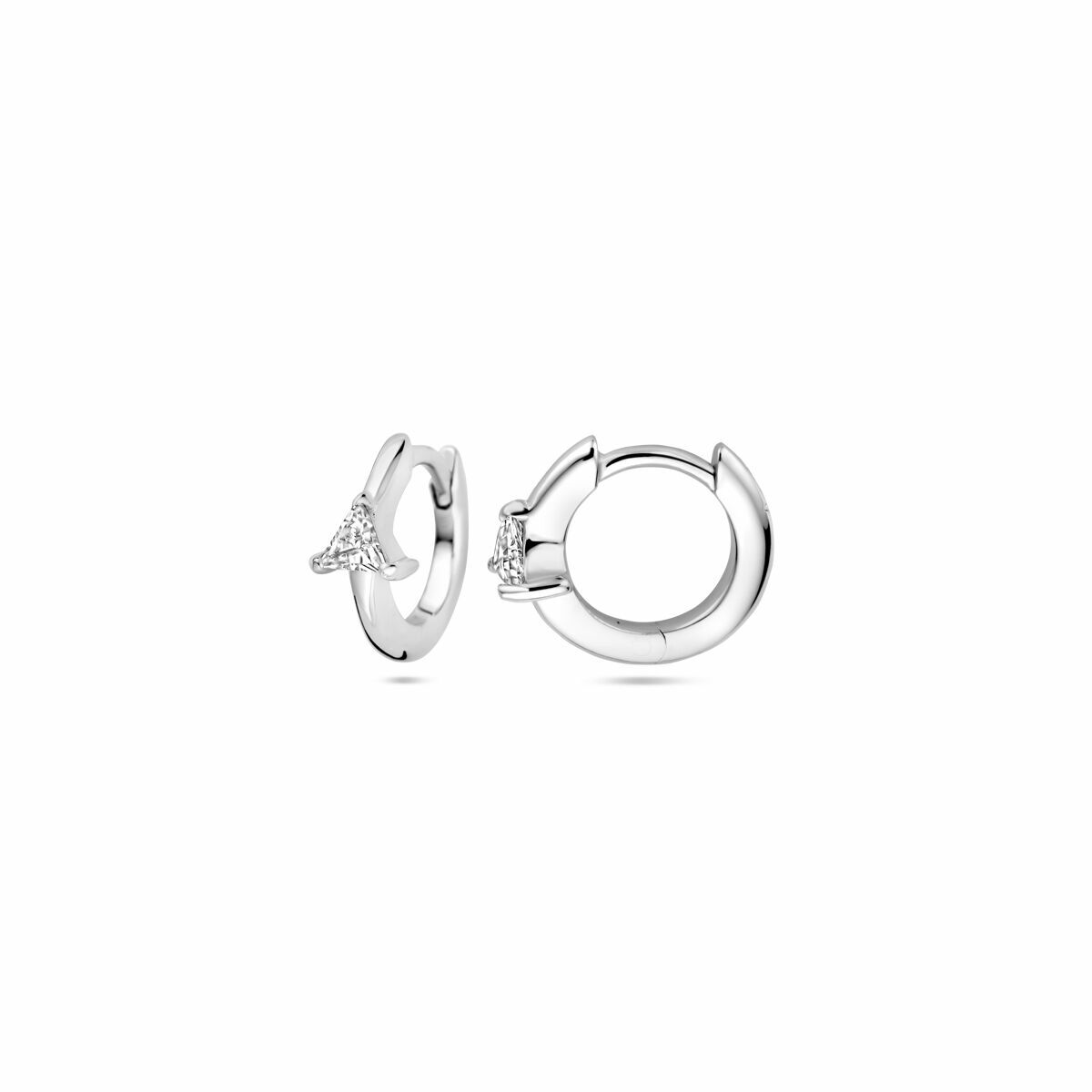 orecchini a scatto zirconia 10,5 mm argento rodiato