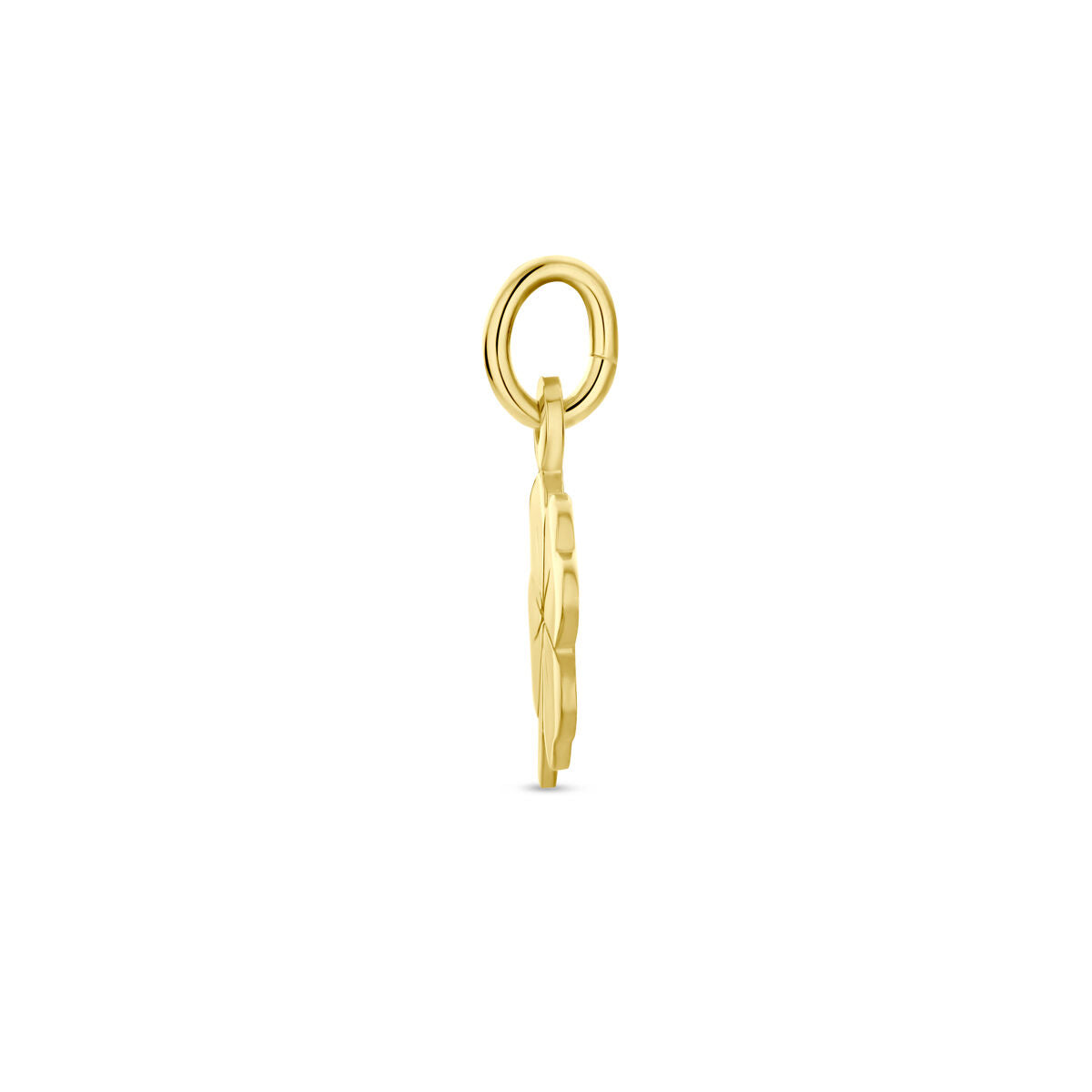 Ciondolo a forma di quadrifoglio in oro giallo 14K con finitura lucida.