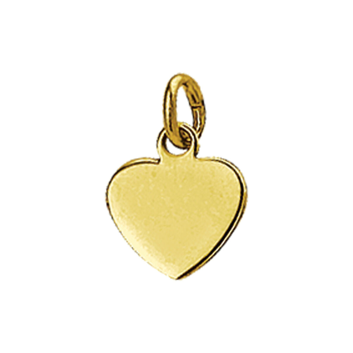 Ciondolo a forma di cuore in oro giallo 14K, superficie liscia e lucida.