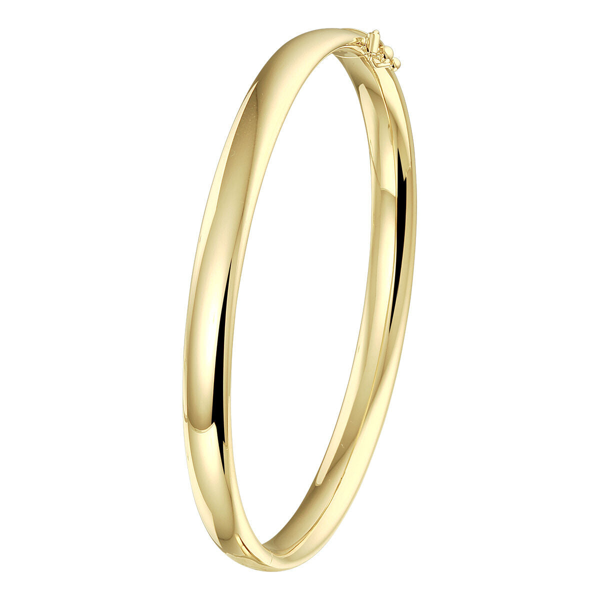 Bracciale ovale in oro giallo 14K con chiusura a cerniera.
