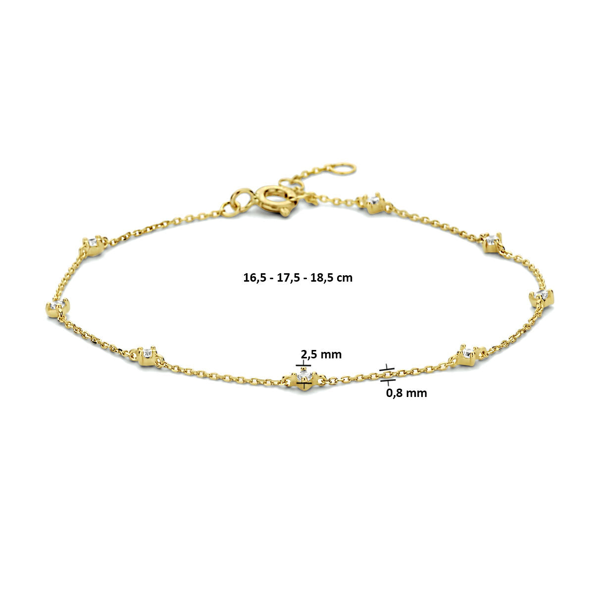 bracciale zirconia 16,5 - 17,5 - 18,5 cm 14K oro giallo