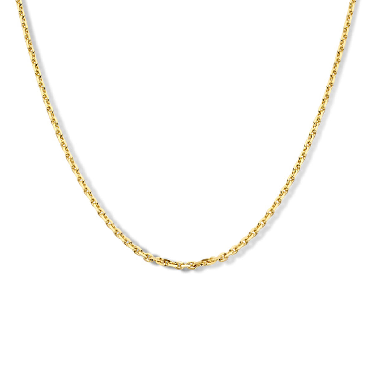 Collana anker in oro giallo 14K, diametro 2,0 mm, con finitura diamantata.