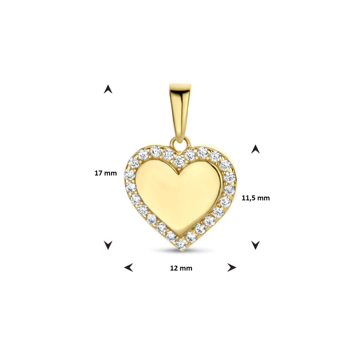 Ciondolo cuore zirconia 14K oro giallo