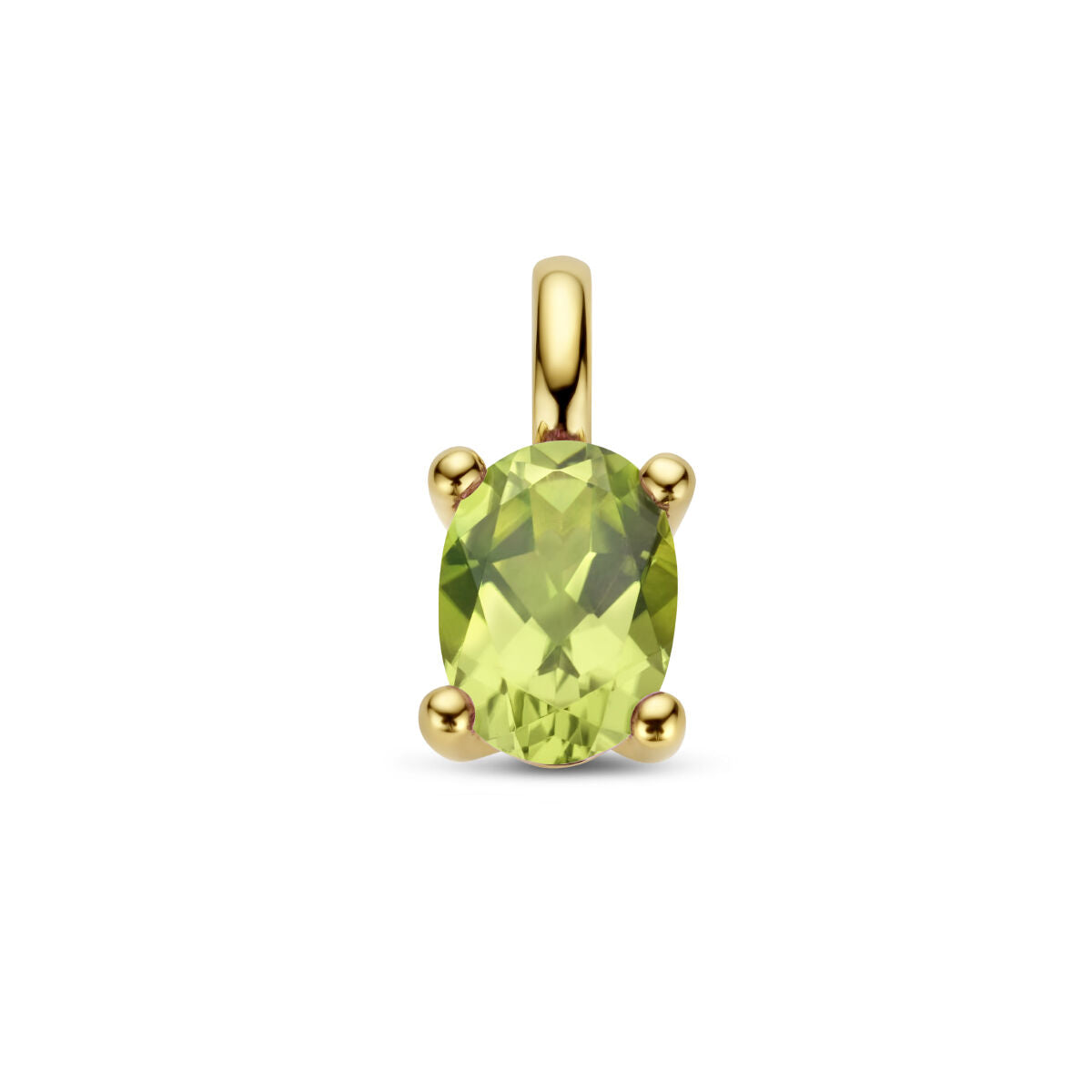 Ciondolo in oro giallo 14K con peridoto ovale incastonato.