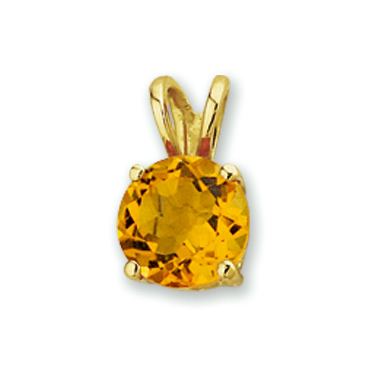 Ciondolo in oro giallo 14K con pietra di citrino di forma rotonda.