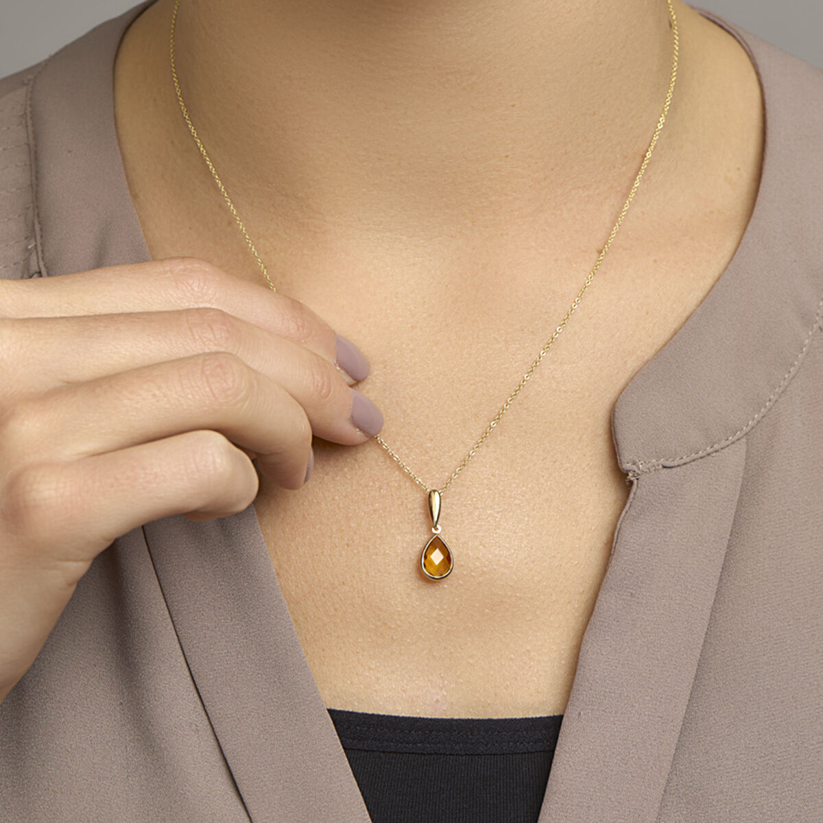 ciondolo citrino oro giallo 14K