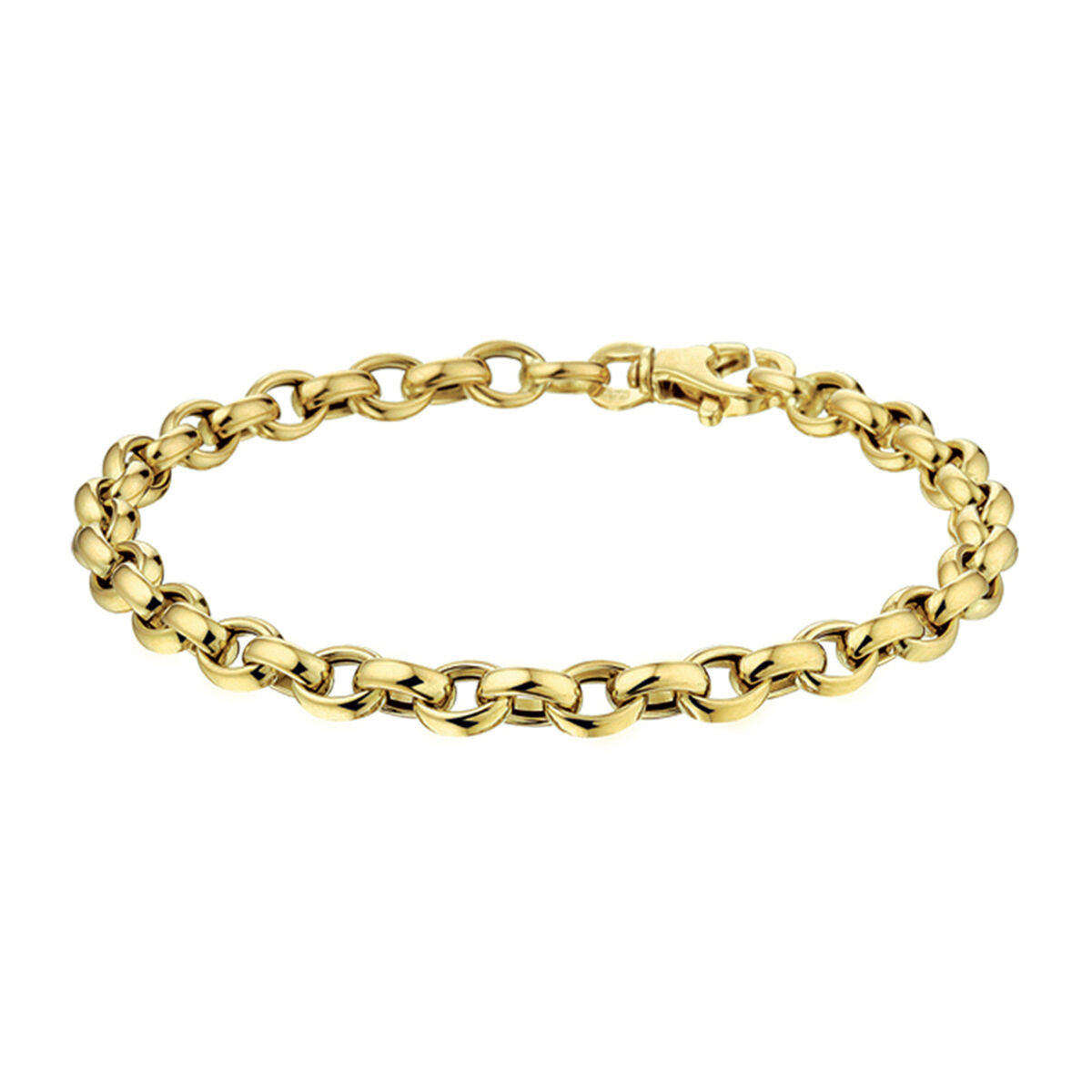 Bracciale in maglia rolò da 5,0 mm in oro giallo 14K, lunghezza 19 cm.