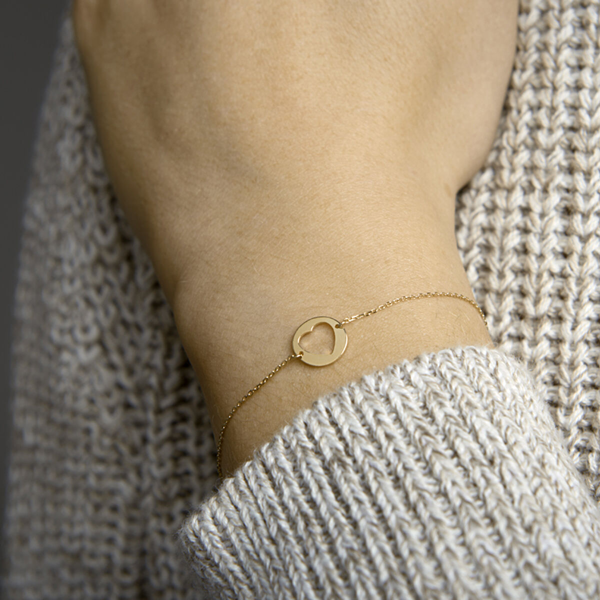 bracciale cuore 16,5 - 17,5 - 18,5 cm oro giallo 14K
