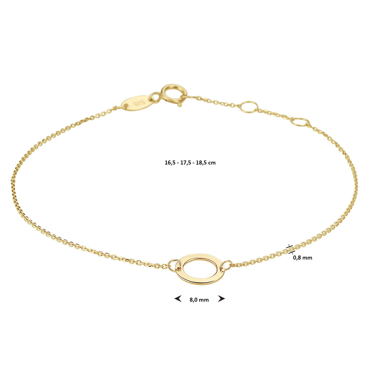 bracciale rotondo 16,5 - 17,5 - 18,5 cm oro giallo 14K