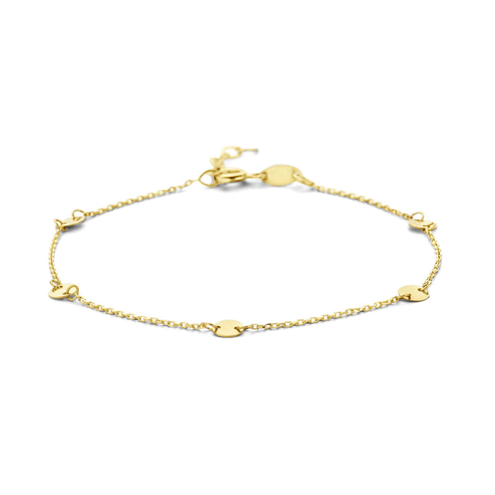 armband ronde plaatjes 16,5 - 18,5 cm 14K geelgoud