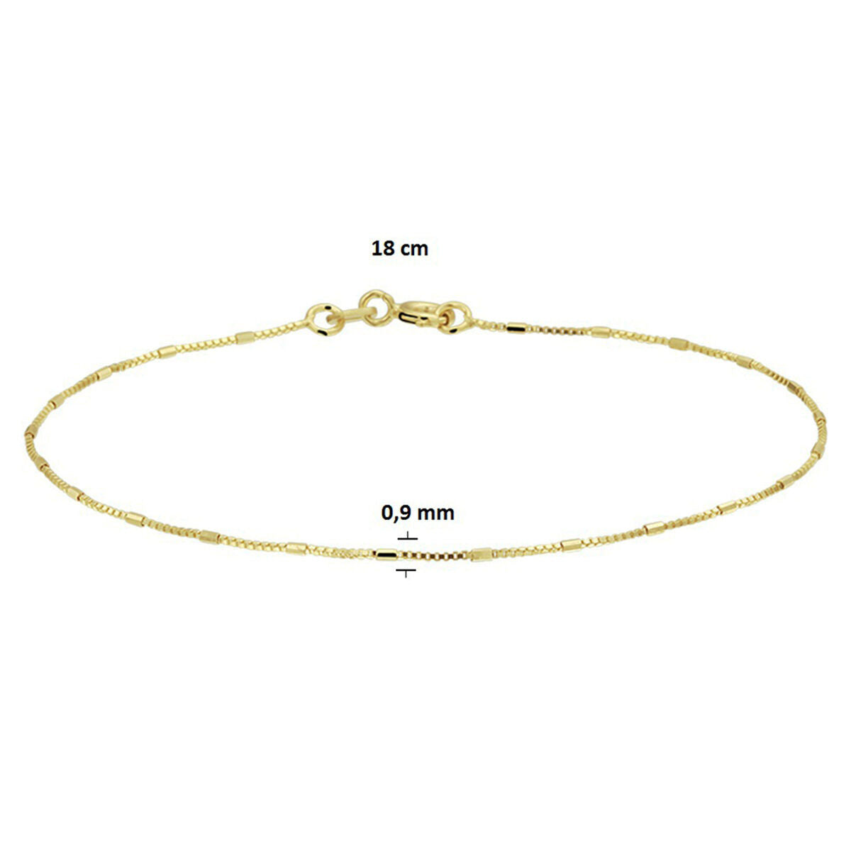 bracciale veneziano e bastoncini 0,9 mm 18 cm oro giallo 14K