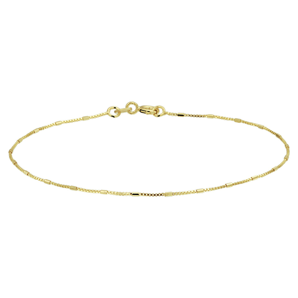 Bracciale in oro giallo 14K con maglia rolò e barre di 0,9 mm, lunghezza 18 cm.