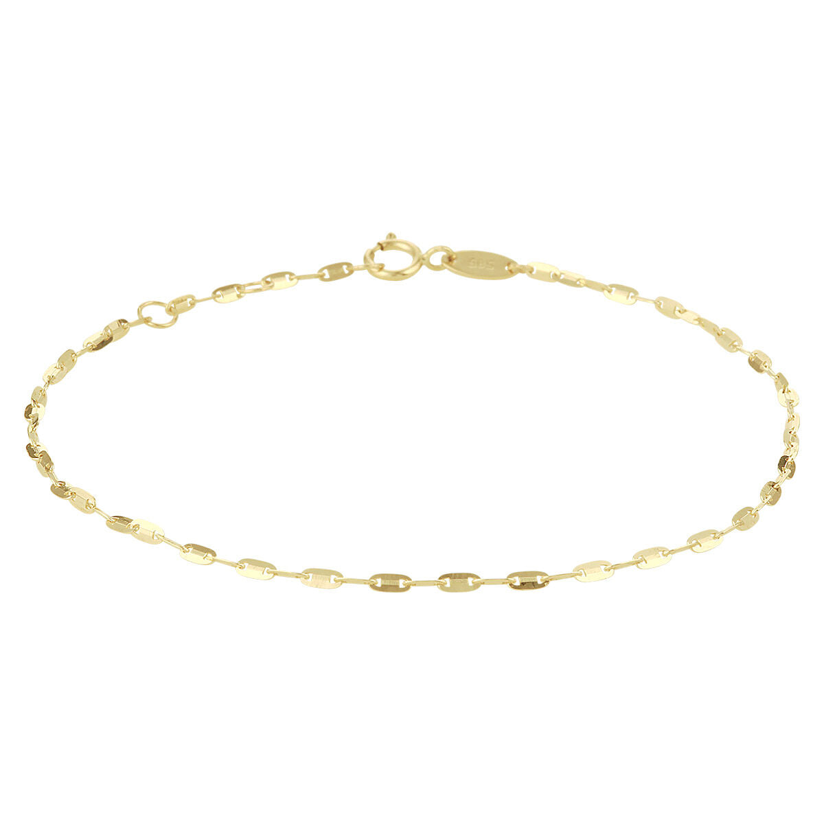 Bracciale in oro giallo 14K con maglie ovali di 1,5 mm, disponibile in diverse lunghezze.