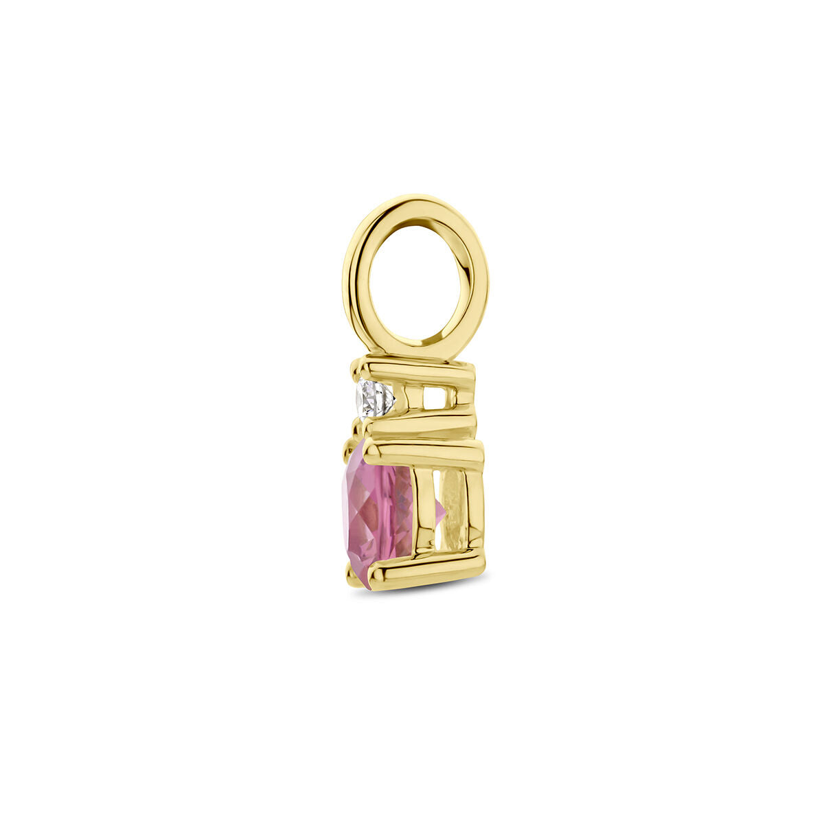 ciondolo con pietra portafortuna e diamante 0.02ct h p1 14K oro giallo