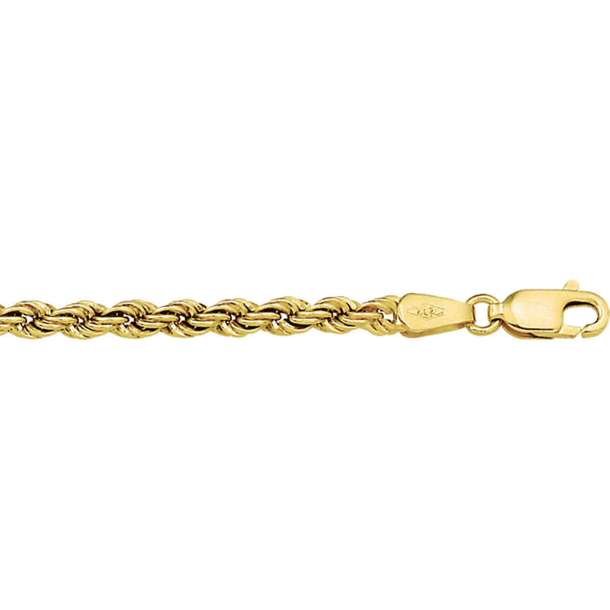 corda in oro giallo 14K di 3,3 mm con chiusura a moschettone.