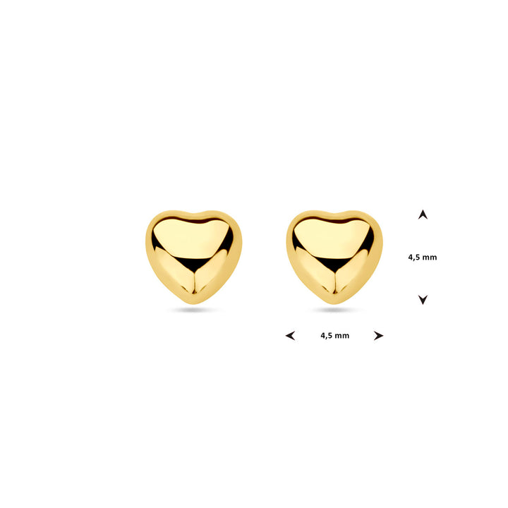 oorknoppen hart 14K geelgoud