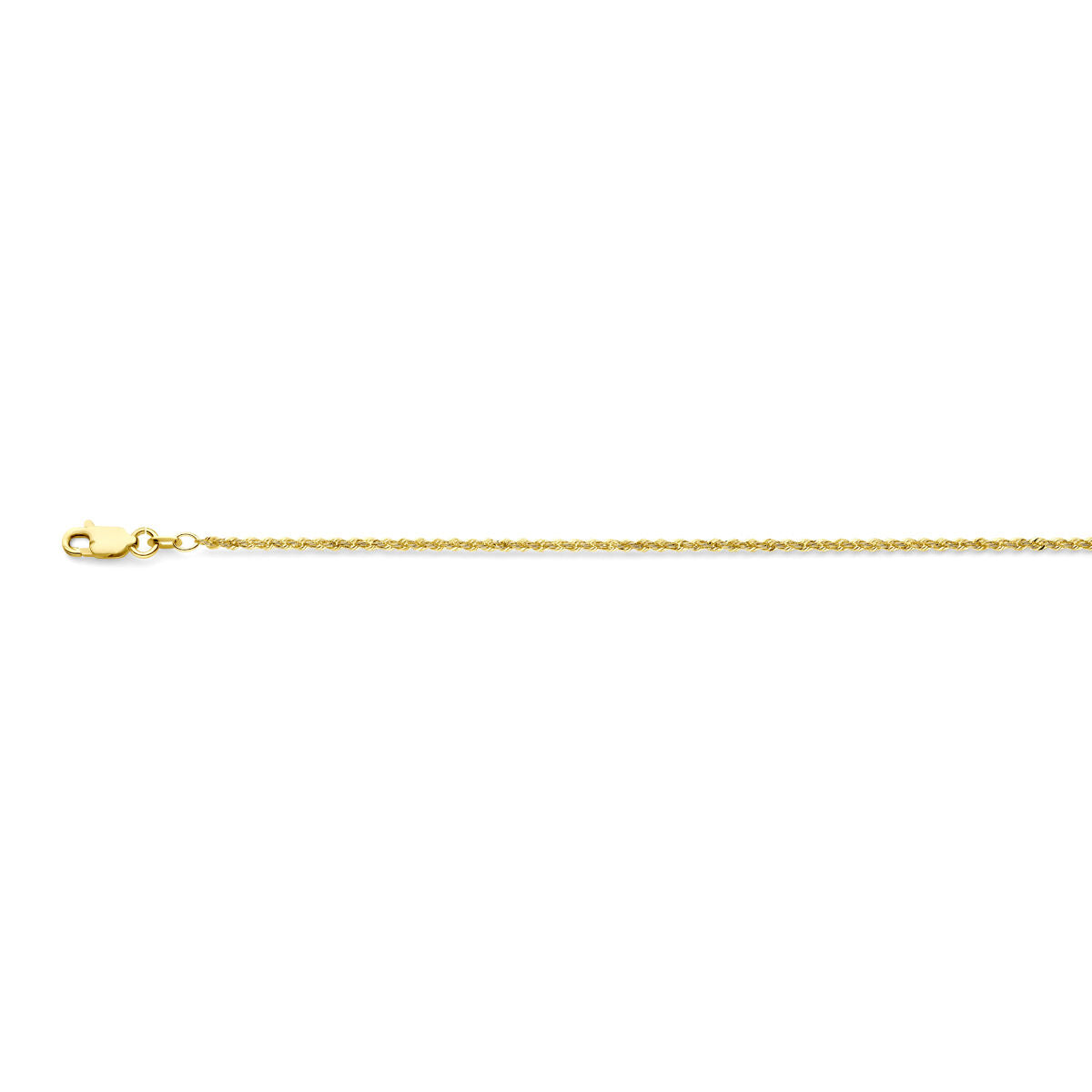 corda in oro giallo massiccio 14K di 1,7 mm con chiusura a moschettone.