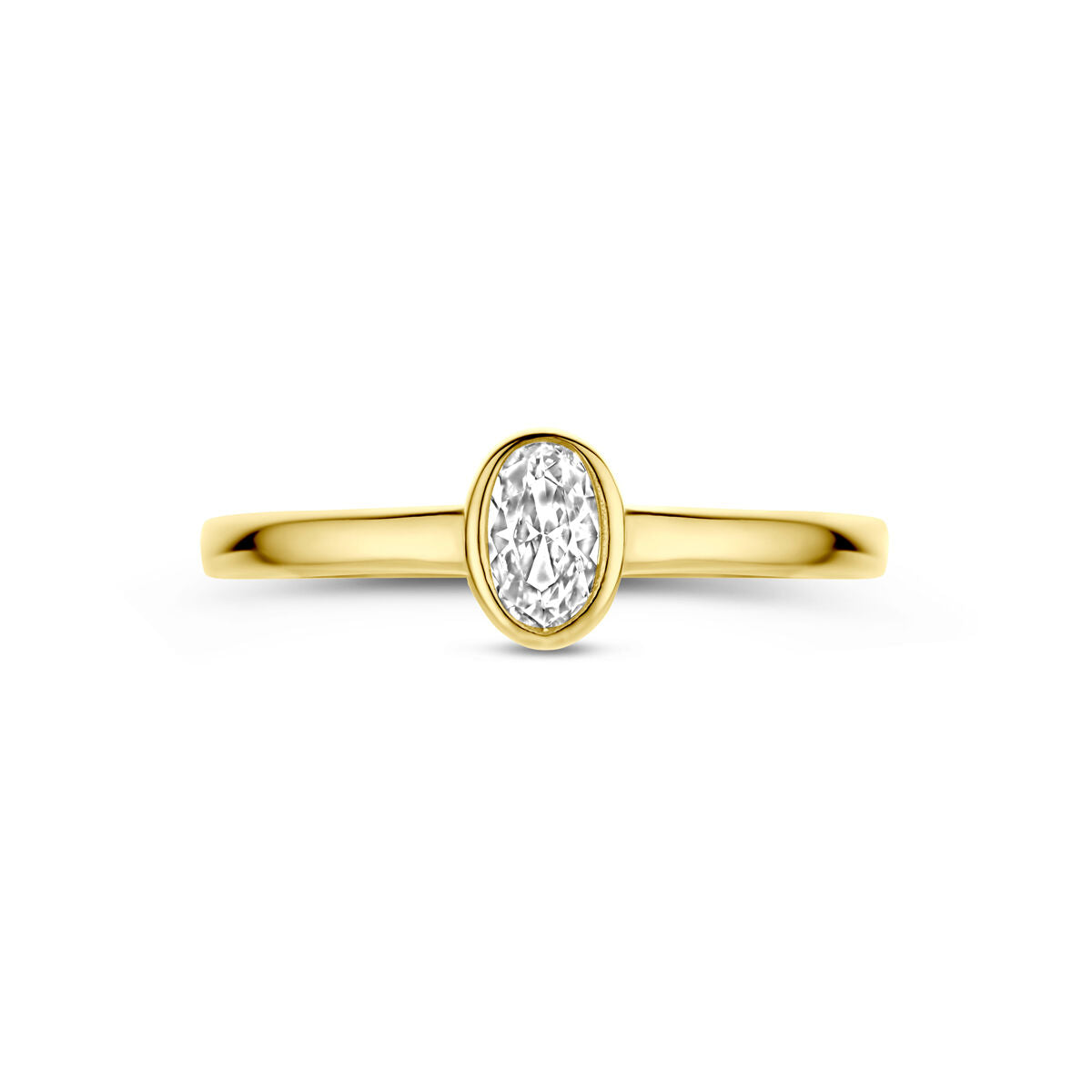 anello zirconia 14K oro giallo