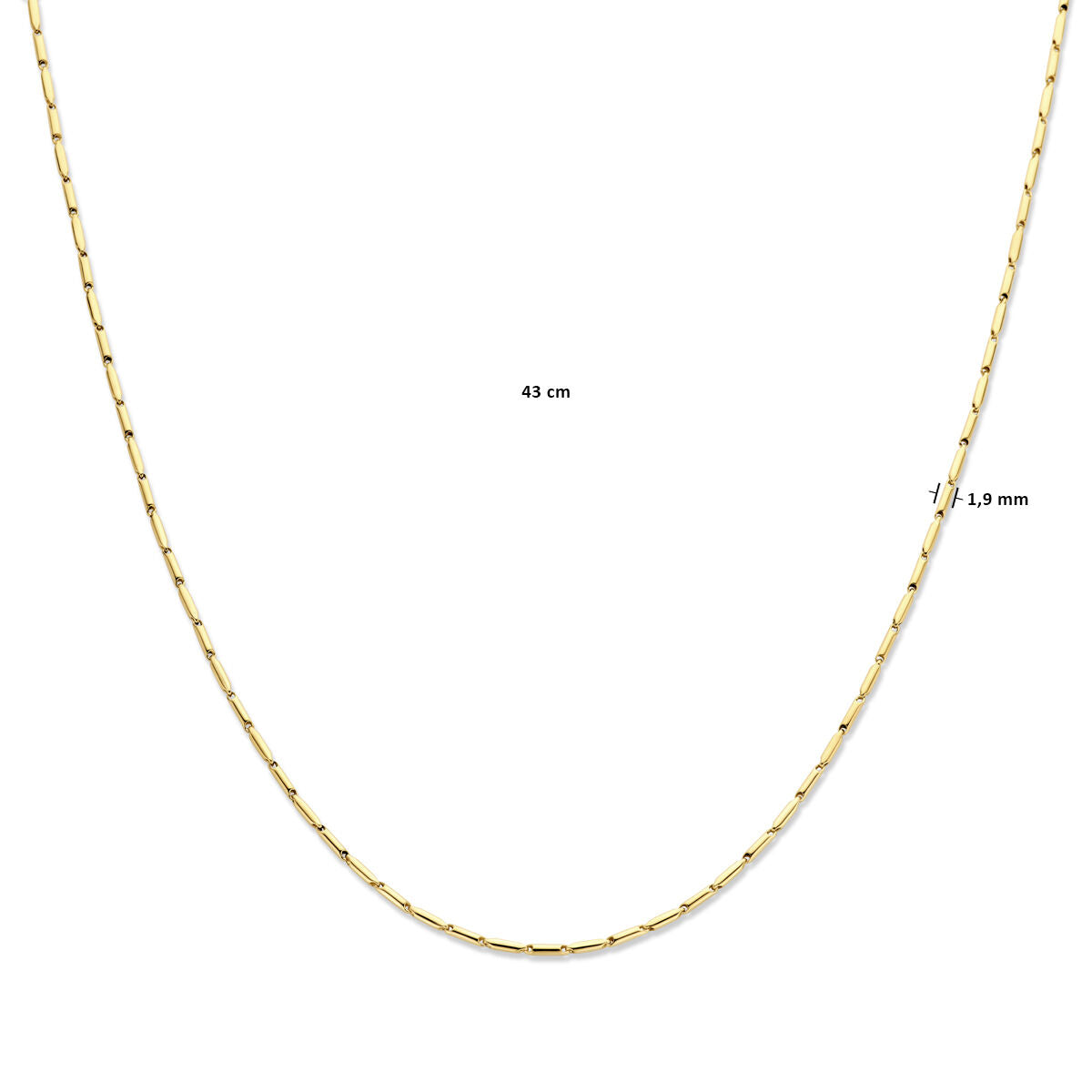 collana 1,9 mm 43 cm oro giallo 14K