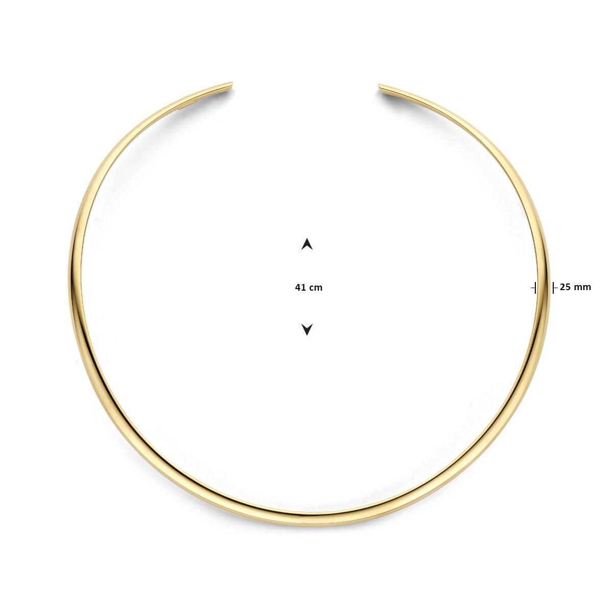 collana rigida tubolare ovale oro giallo 14K
