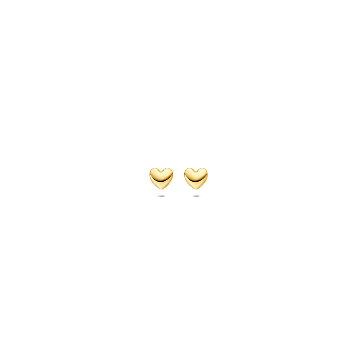 Orecchini a forma di cuore in oro giallo 14K, dimensione 3 mm.