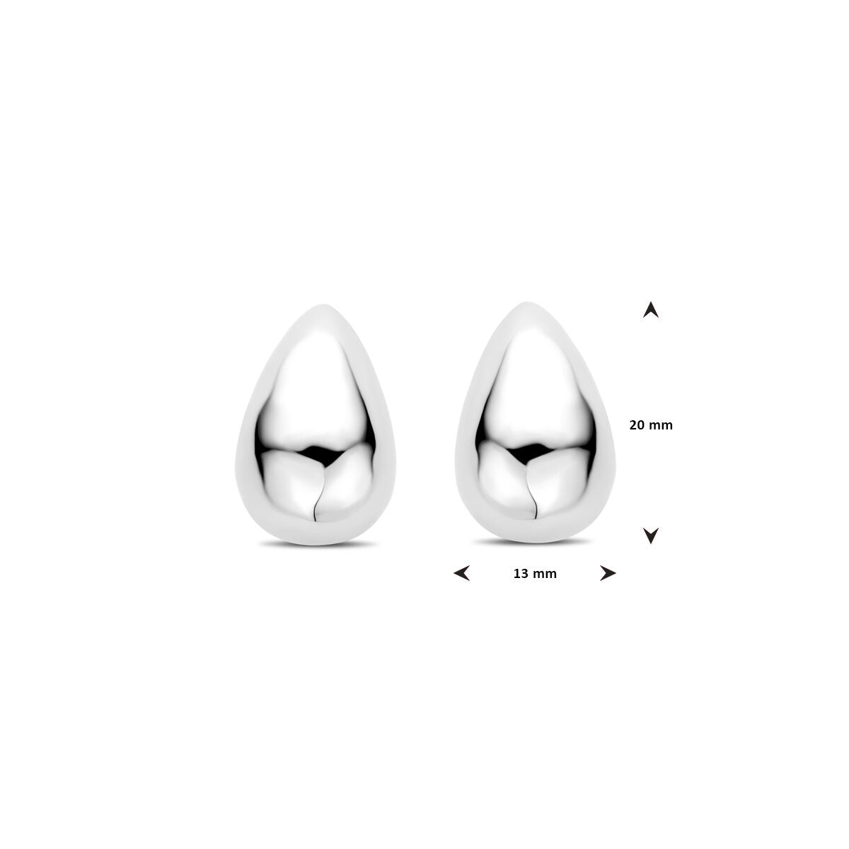 orecchini a bottone goccia 20 mm argento rodiato