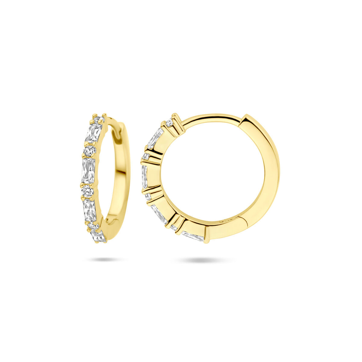orecchini a cerchio zirconi 15 mm 1 micron argento placcato oro (giallo)