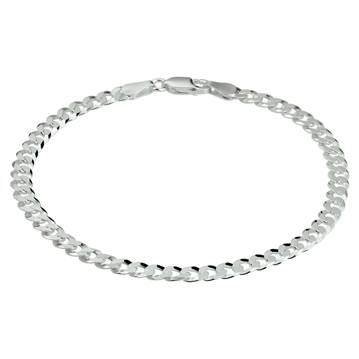 Bracciale maglia rolò 8 facce, 4,3 mm, in argento rodiato.