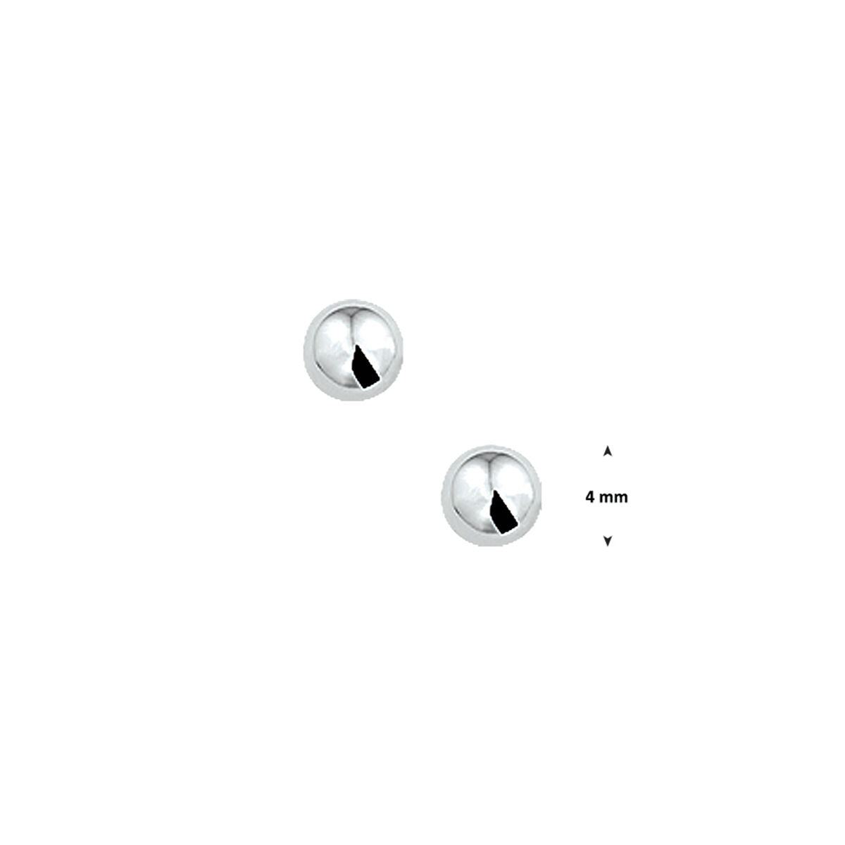 Orecchini a sfera in argento rodiato di 4 mm.