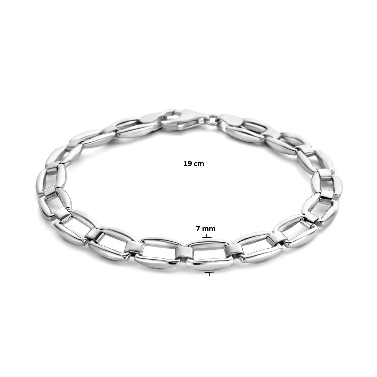 bracciale 7,0 mm 19 cm argento rodiato