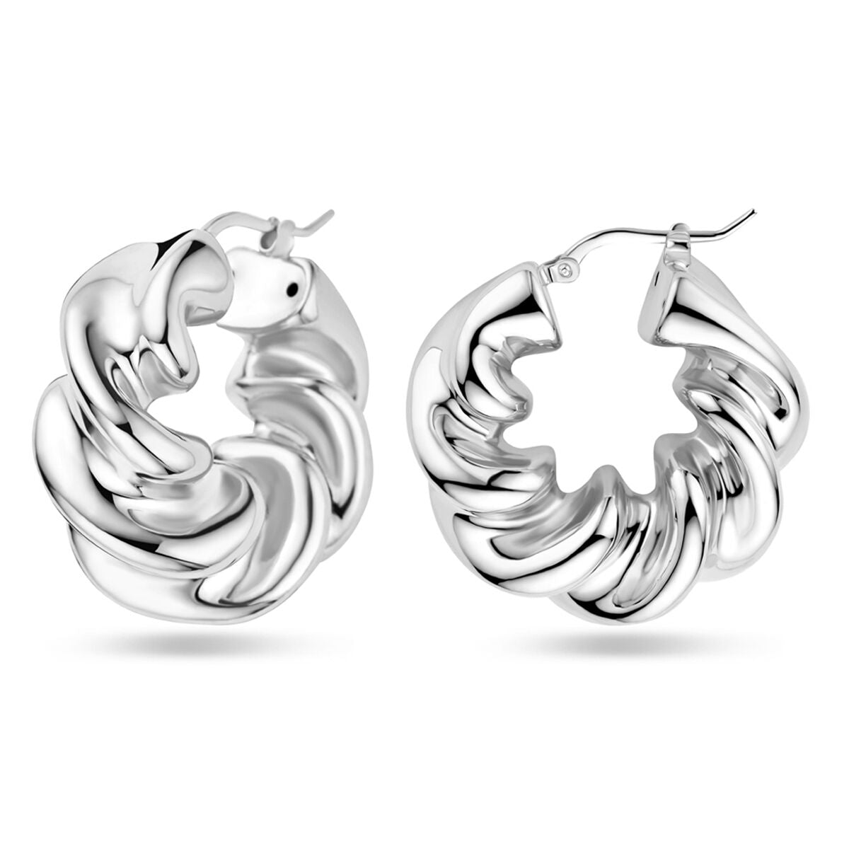 Orecchini a cerchio ritorto 30 mm argento rodiato
