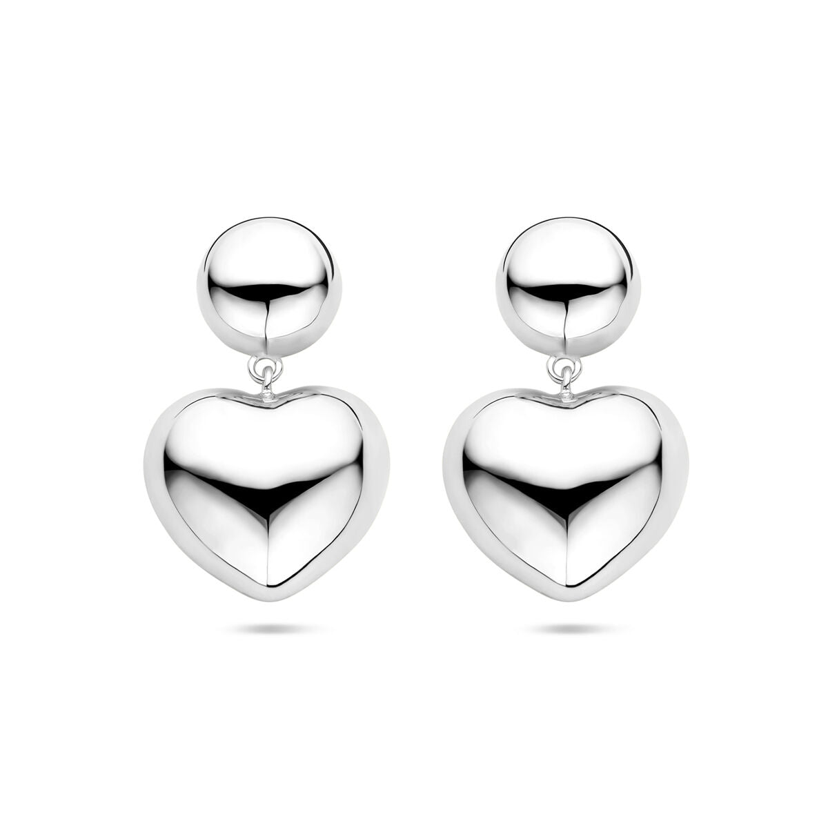 orecchini pendenti cuoricini 32 mm argento rodiato
