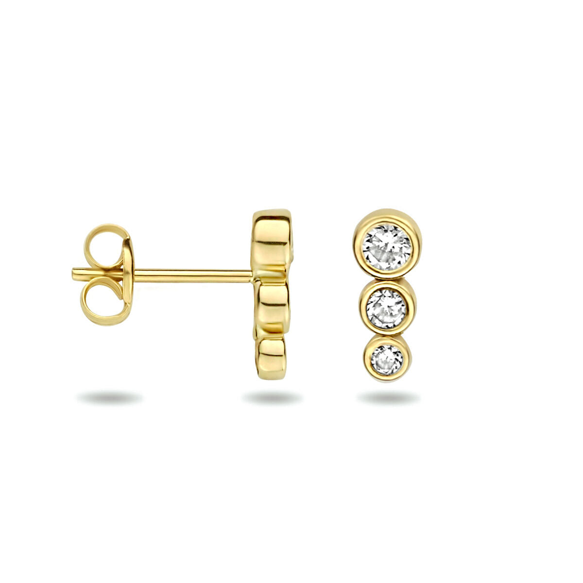 orecchini a bottone zirconia oro giallo 14K