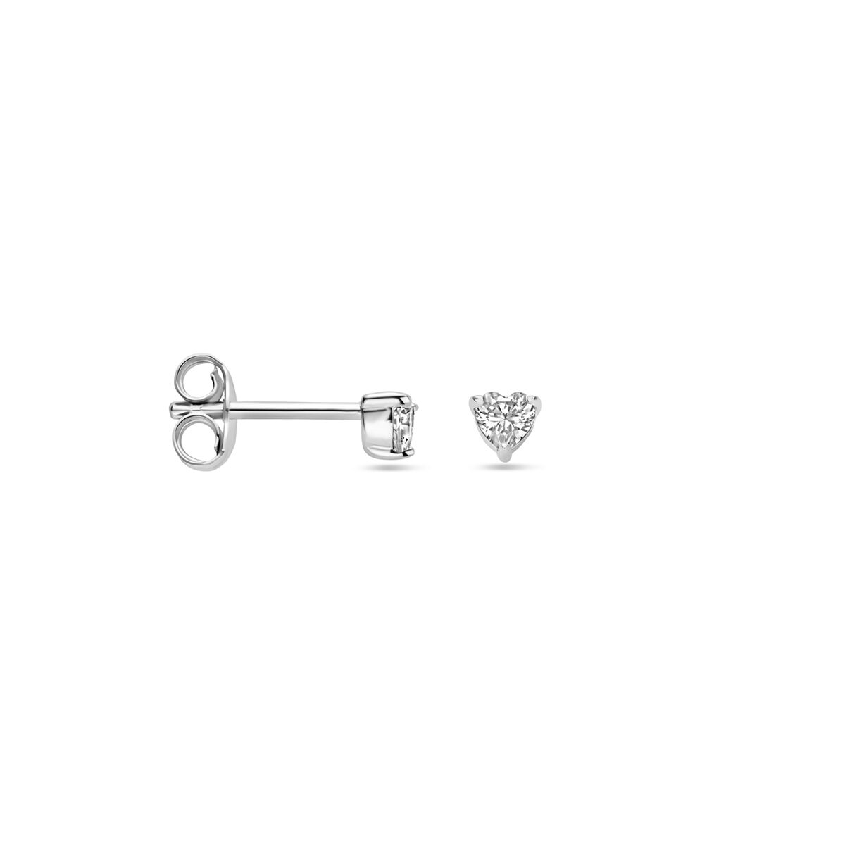 orecchini a bottone cuoricino zirconia 3,5 mm argento rodiato