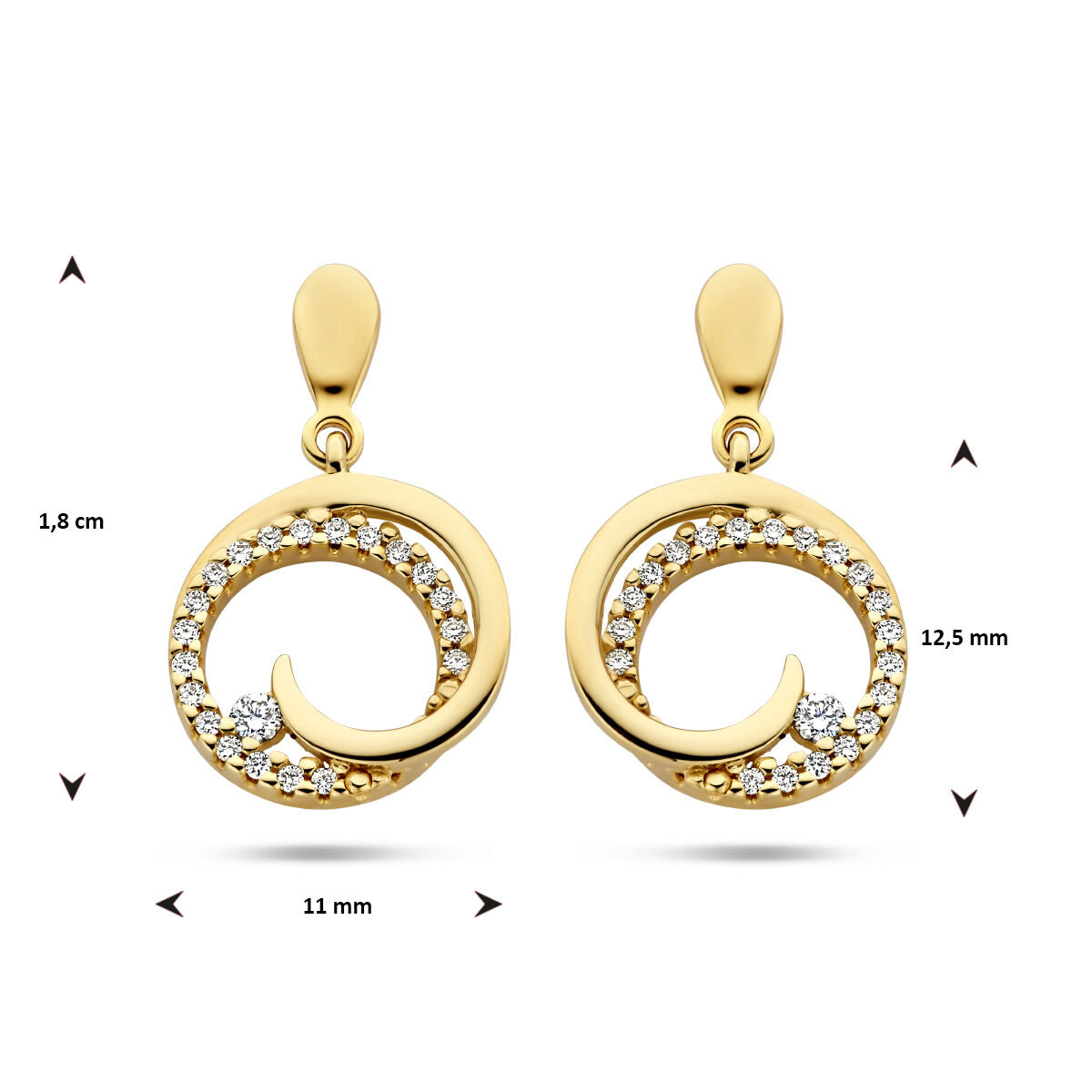 orecchini pendenti cerchietto diamante 0.14ct (2x0.07ct) h si 14K oro giallo