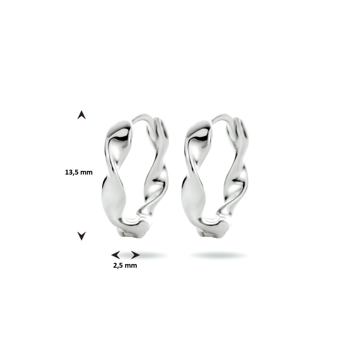 orecchini a scatto ritorti argento rodiato