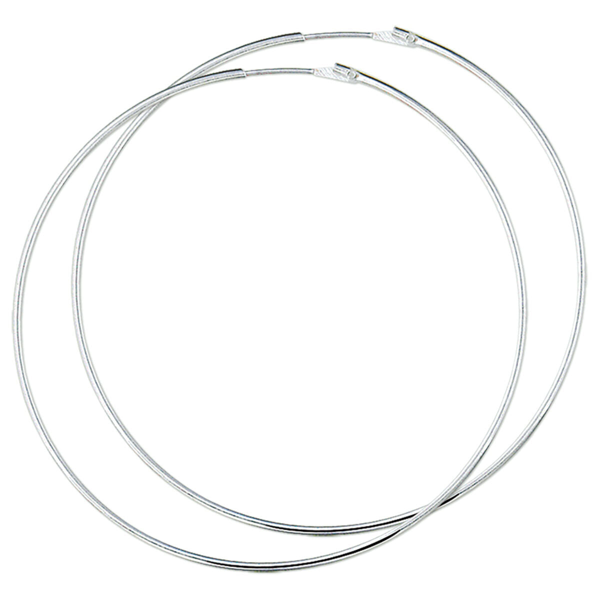 Orecchini alla creola in argento bianco con tubo rotondo di 1,5 mm.